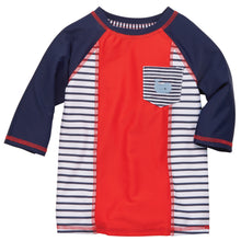 Sail Away Striped Nautical Whale Rash Guard by Mud Pie | 2T-3T 4T-5T