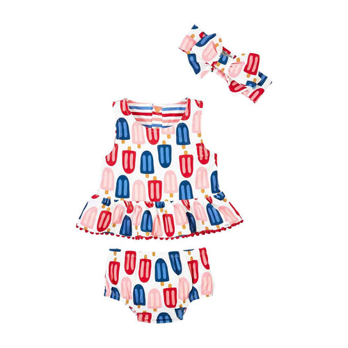 Sail Away Popsicle Stripe Reversible Swimsuit & Headband Set | 3-6M 6-9M 9-12M 12-18M