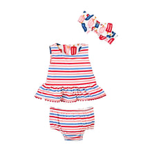 Sail Away Popsicle Stripe Reversible Swimsuit & Headband Set | 3-6M 6-9M 9-12M 12-18M