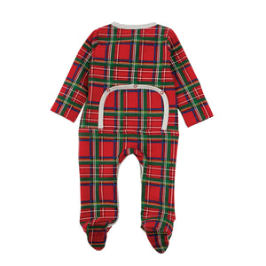 Classic Christmas Red Tartan Plaid Footed Sleeper | 3-6 Months