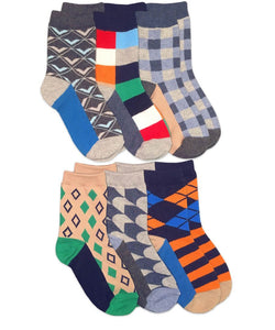 Pattern Dress Crew Socks 6 Pair Pack | 2-4Y 3-7Y