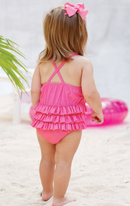 Summer Fun Hot Pink Ruffle Swimsuit by Mud Pie * 6-9 Months