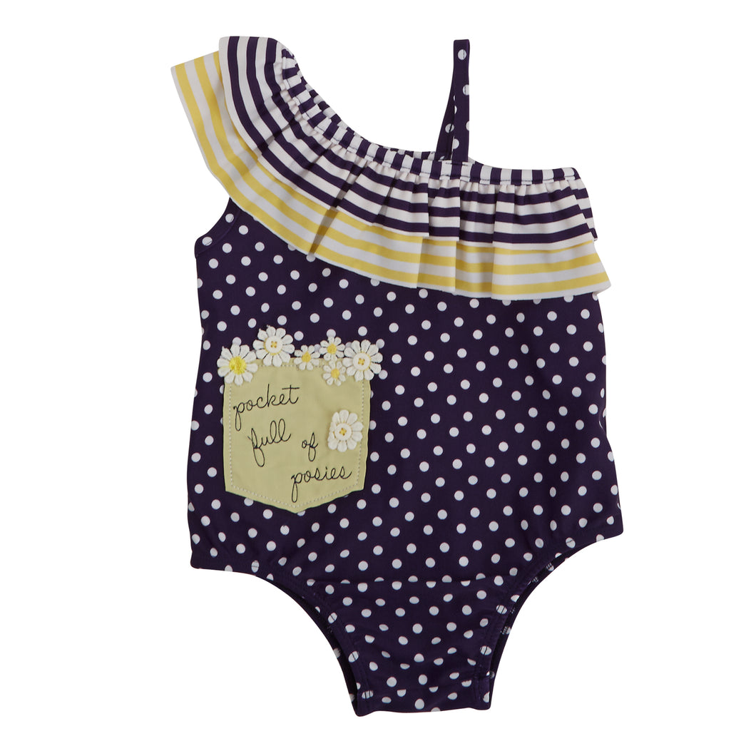 Oopsie Daisy Navy Yellow Swimsuit by Mud Pie * 0-6M 6-9M