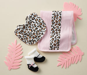 Leopard Burp Bib And Sock Set | 0-12 Months