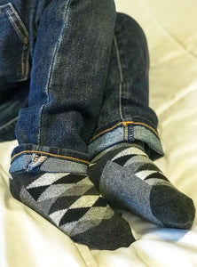 Black Gray Argyle & Stripe Dress Crew Socks 3 Pair Pack | 2-4Y 3-7Y