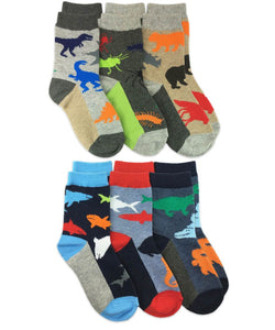 Water & Land Animals Crew Socks 6 Pair Pack | 1-2Y 2-4Y 3-7Y