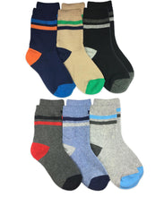 Multi Stripe Crew Socks 6 Pair Pack | 2-4 Years 3-7 Years