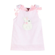 Pink Seersucker Fuzzy Bunny Applique Swing Dress | 4T 5T