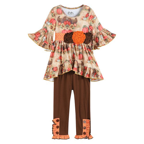 Orange & Brown Pumpkin Hi-Low Dress & Pants * 2-3T 4-5T 5-6Y