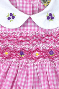 Pink Gingham Hand Smocked Dress | 3T