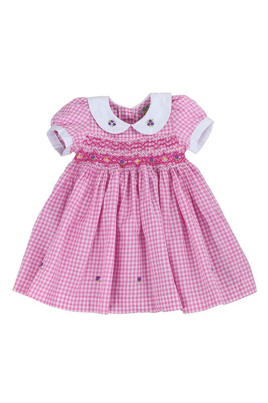 Pink Gingham Hand Smocked Dress | 3T