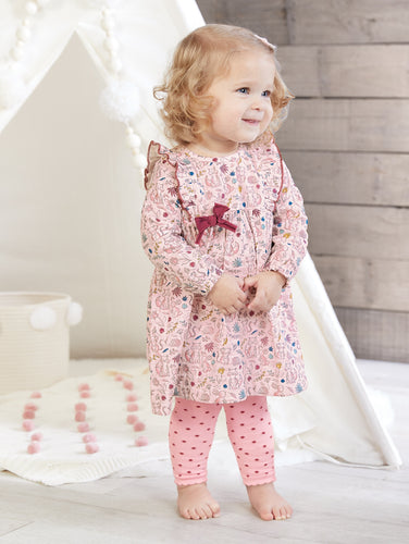 Forest Friends Muslin Dress And Tights Set | 3-6 Months