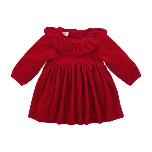 Poinsettia Red Velour Dress | 24M/2T 3T 4T 5T