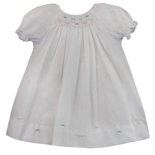 White Smocked Daygown with Embroidered Hem | 3 Months