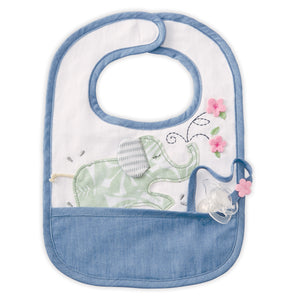 Safari Chambray Elephant Bib by Mud Pie