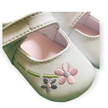 White Mary Janes with Flower Embroidery | Baby Size 1 2 3