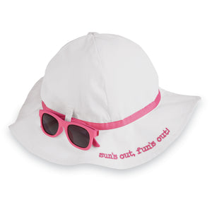 Baby Girl White Sun's Out, Fun's Out! Sun Hat and Sunglass Set