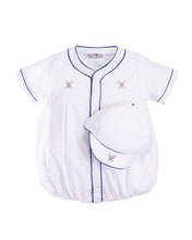 White Blue Boys Baseball Bubble with Hat | Newborn
