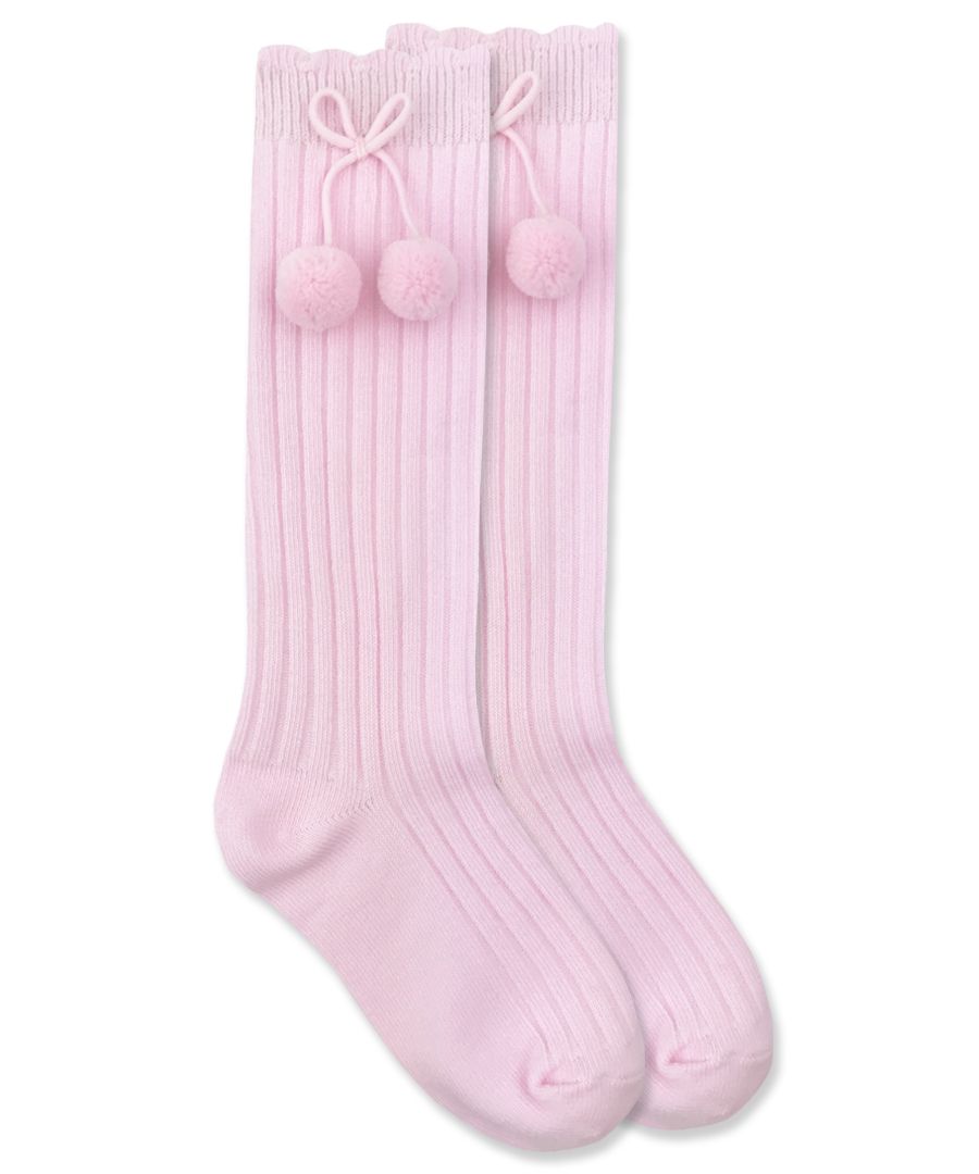 Pink Pom Pom Knee High Socks * 1-2Y 2-4Y 3-7Y
