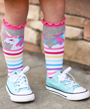 Unicorn Rainbow Stripe Knee High Socks 2 Pair Pack * 2-4Y 3-7Y