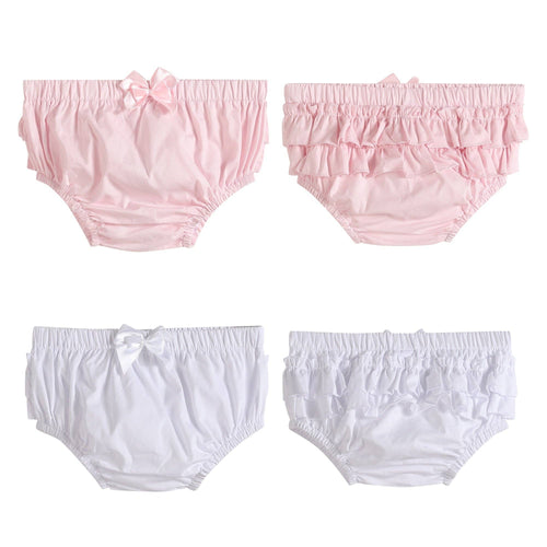 NEW-White Baby Girl Ruffle Bloomers Panties Diaper Cover Image S
