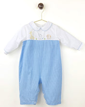 Blue White Check Longall with Jungle Animal Embroidery | 3 6 9 Months