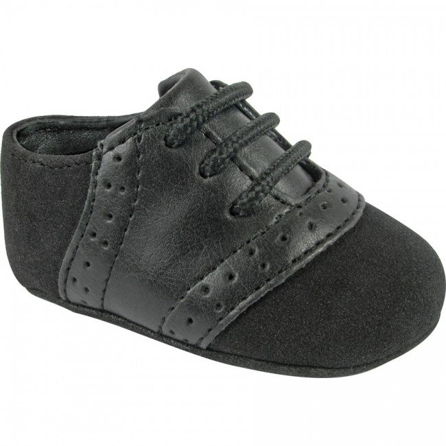 Black Suede Lace-up Saddle Oxford Shoes | Size 1 2 3