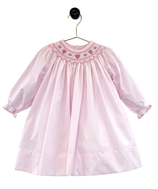 Pink Heart Bishop Smocked Dress | 2T 4T