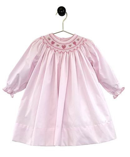 Pink Heart Bishop Smocked Dress with Bloomers | 24 Months