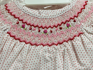 Red Swiss Dot Smocked Embroidered Dress with Bloomers | 3 6 9 Months