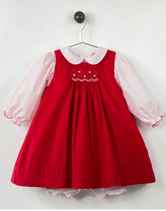 Red Corduroy Jumper with Red Dot Top & Bloomers | 12 18 24 Months