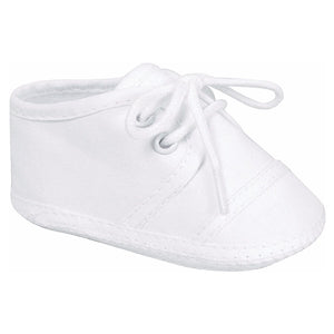 White Baby Boys Lace-Up Oxfords Crib Shoes | Size 1 or 2