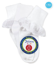 White Eyelet Turn Cuff Lace 3 Pack Socks | NB INF TOD XS