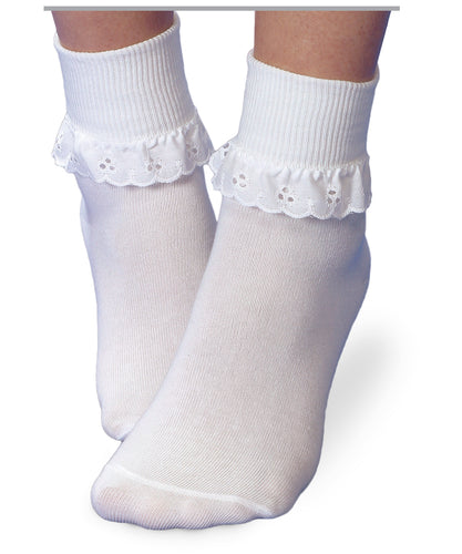 White Eyelet Lace Turn Cuff Sock by Jefferies Socks | NB INF TOD XS