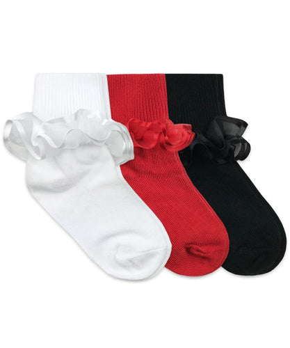 Frilly Lace Socks Red White Black | NB INF TOD