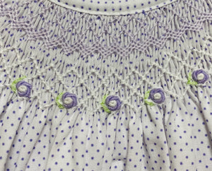 Lavender Dot Angel Wing Smocked Bubble | 3 Months