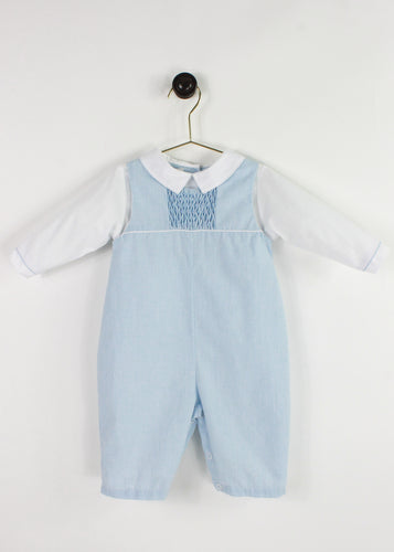 Blue White Check Smocked Longall One-Piece | 3 Months