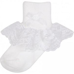 White Lace Ruffle Dress Socks with Bows | 0-9M 9-18M 18-24M