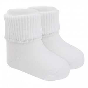 Boys White Turn Cuff Socks | 0-9M 9-18M