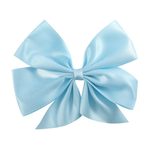 Light Blue Satin Large Bow Hair Clip 5 1/2"