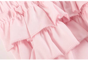 White and Pink Bloomers Woven 2pc Set | 3-6 Months