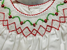 White Red Green Smocked Bishop Christmas Dress Set | 24 Months
