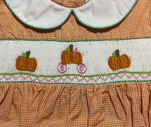 Orange Check Pumpkin Smocked Dress with Bloomers | 12 or 24 Months