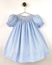 Blue Gingham Bishop Smocked Dress Set with Yellow Flowers | 12 or 24 Months