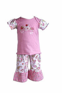 Cupcake Pink Paisley Top & Pants Set by Maison Chic | 18 Months