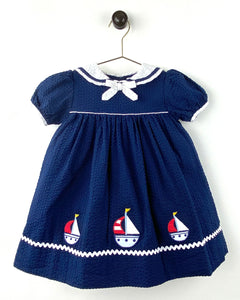 18 month navy blue dress babyGap Baby Girls Cap Sleeve Scallop Eyelet Dress Blue Navy 12-18 Months