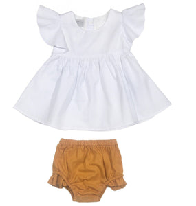 White Cotton Dress & Bloomers | 12-18M 2Y