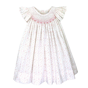 Pink Floral Angel Wing Pearl Smocked Dress Set | 12 Months
