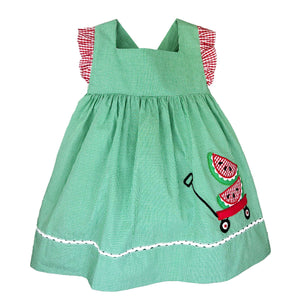 Green Red Check Watermelon Applique Dress Set | 24 Months