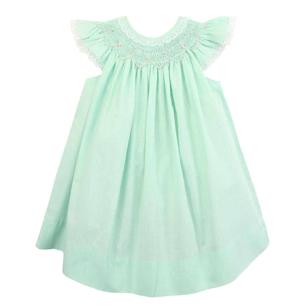 Mint Green Angel Wing Bishop Smocked Dress Set | 18 24 Months